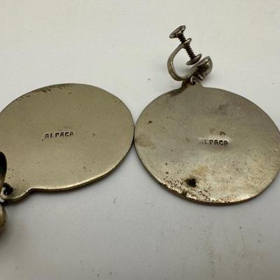 Alpaca Silver Screw-back Earrings