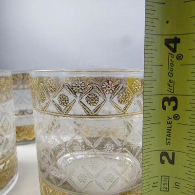 Etched Crystal Double Old Fashioned Cocktail Glasses- Set of Eight