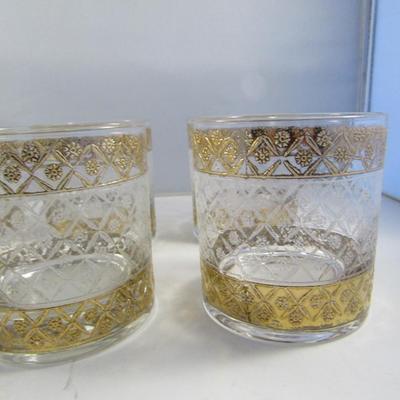 Etched Crystal Double Old Fashioned Cocktail Glasses- Set of Eight