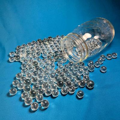 PINT JAR OF CLEAR GLASS MARBLES- 163 COUNT