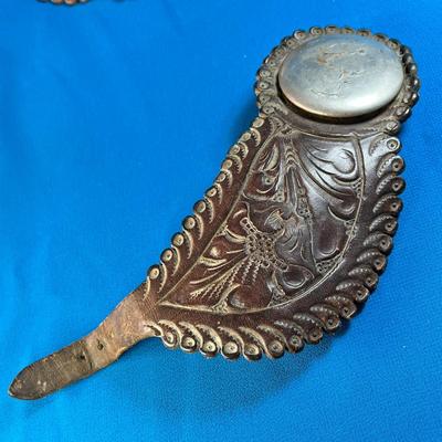 VINTAGE TOOLED HORSE LEATHER TACK PIECES