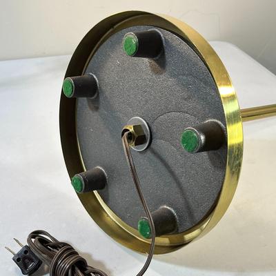 BRASS CHAIR SIDE FLOOR LAMP WITH SHELL SHAPED SHADE, ADJUSTABLE HEIGHT