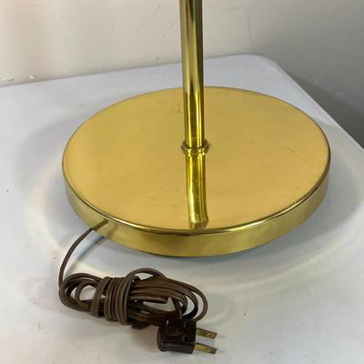 BRASS CHAIR SIDE FLOOR LAMP WITH SHELL SHAPED SHADE, ADJUSTABLE HEIGHT