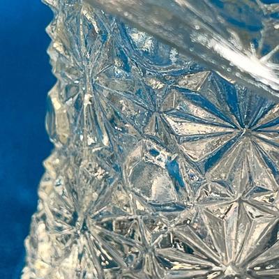 PRESSED GLASS FANCY BASKET CANDLE HOLDER 