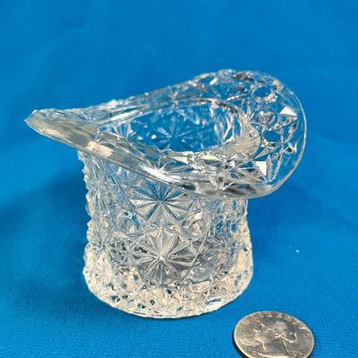 PRESSED GLASS FANCY BASKET CANDLE HOLDER 