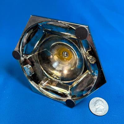 HEXAGONAL CHROME CANDLE HOLDER