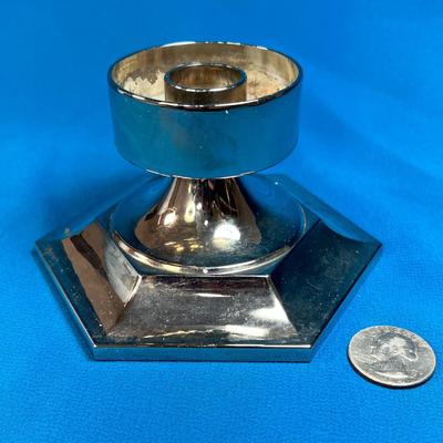 HEXAGONAL CHROME CANDLE HOLDER