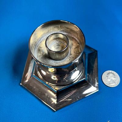 HEXAGONAL CHROME CANDLE HOLDER