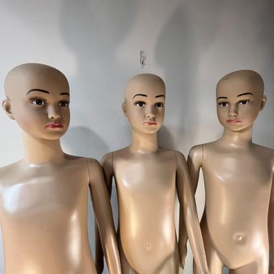 MANNEQUIN INVASION!  SET OF THREE MATCHING GIRL MANNEQUINS ON STANDS, 42" TALL