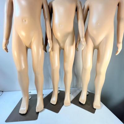 MANNEQUIN INVASION!  SET OF THREE MATCHING GIRL MANNEQUINS ON STANDS, 42" TALL