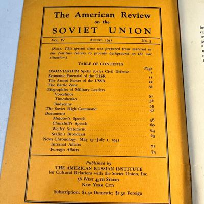 1941 SPECIAL WAR ISSUE "THE AMERICAN REVIEW ON THE SOVIET UNION", THE RED ARMY BOOKLET