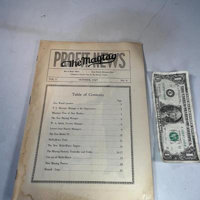 1927 THE MAYTAG PROFIT NEWS MAGAZINE- INTRODUCING NEWEST WRINGER WASHER MODEL!