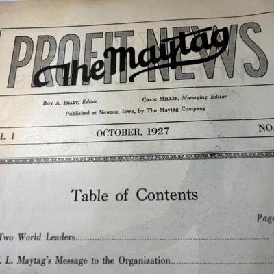 1927 THE MAYTAG PROFIT NEWS MAGAZINE- INTRODUCING NEWEST WRINGER WASHER MODEL!