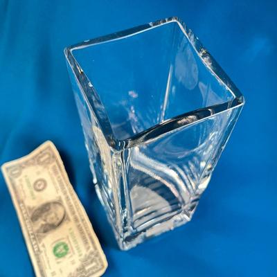 POTTERY BARN LEAD CRYSTAL SQUARE VASE