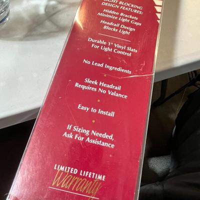 NEW IN PACKAGE BALI WHITE 1" VINYL MINI BLIND,  35" WIDE X 72" long