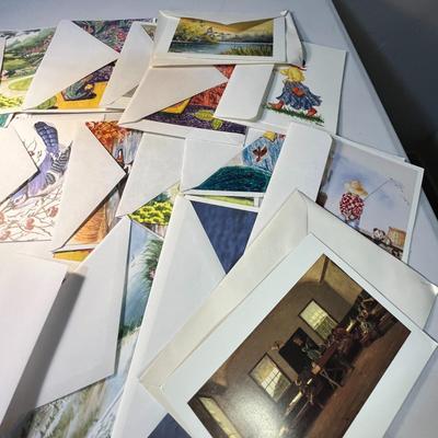 ASSORTMENT OF 24 GREETING/NOTE CARDS WITH ENVELOPES- BLANK INSIDE