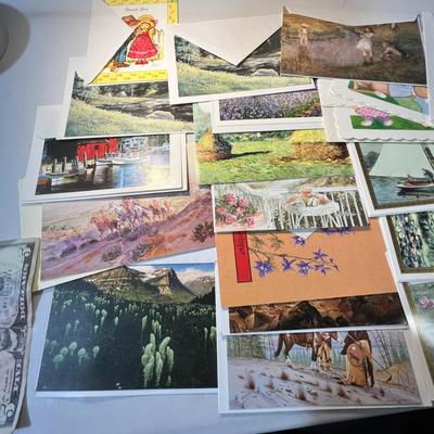 ASSORTMENT OF 23 DIFFERENT GREETING/NOTE CARDS WITH ENVELOPES- BLANK INSIDE