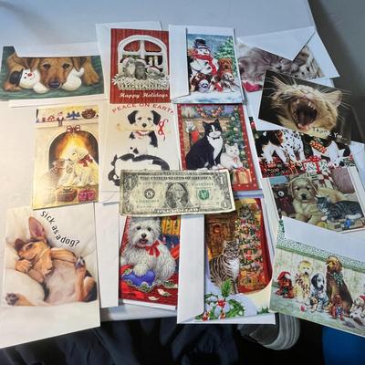 GROUP OF 14 GREETING CARDS FROM HUMANE SOCIETY, BLANK INSIDE, MOSTLY CHRISTMAS, WITH ENVELOPES