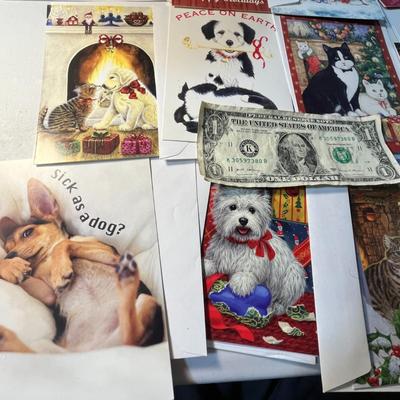 GROUP OF 14 GREETING CARDS FROM HUMANE SOCIETY, BLANK INSIDE, MOSTLY CHRISTMAS, WITH ENVELOPES