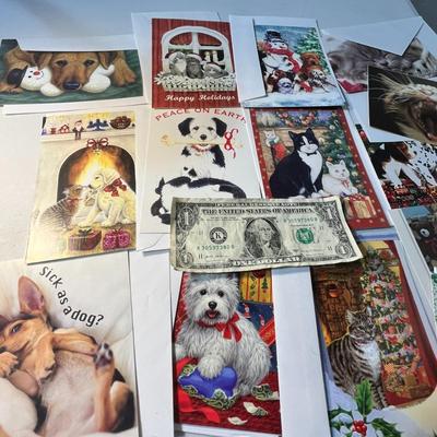 GROUP OF 14 GREETING CARDS FROM HUMANE SOCIETY, BLANK INSIDE, MOSTLY CHRISTMAS, WITH ENVELOPES