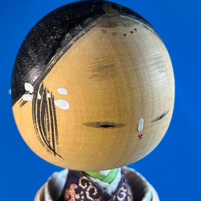 JAPANESE SCROLL DOLL/FIGURE WITH SILK BROCADE WRAPPING AND 6 FOOT SCROLL