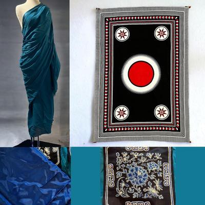 Vintage Lot Oriental Textiles - Tapestry, Silk Saree, Embroidered Silk