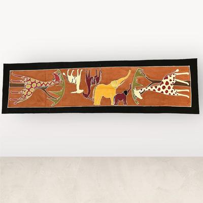 Vintage African Table Runner, Batik & Hand Painted 67â€x18â€