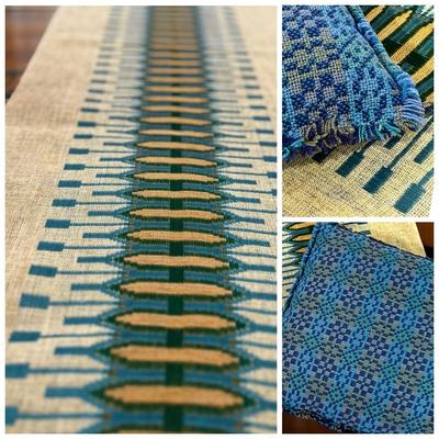 Vintage MCM Swedish Table Runner & Pillow
