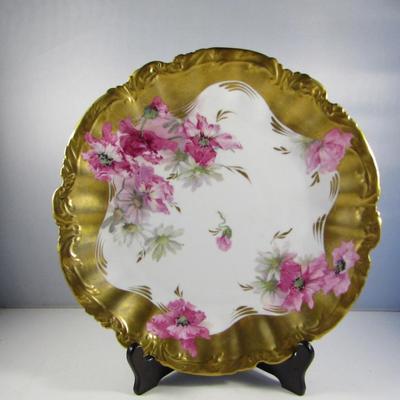 Antique Limoges Hand Painted and Gilded Porcelain Platter- Approx 11 1/4