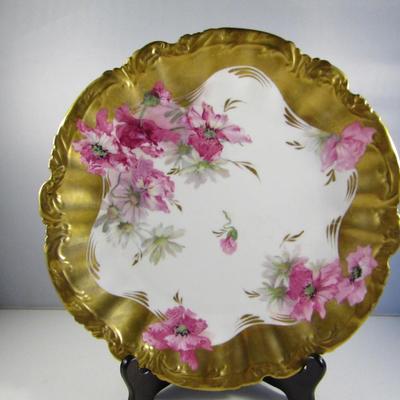 Antique Limoges Hand Painted and Gilded Porcelain Platter- Approx 11 1/4