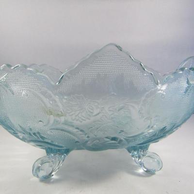 Footed Glass Bowl- Ice Blue in Color- Approx 10 1/4