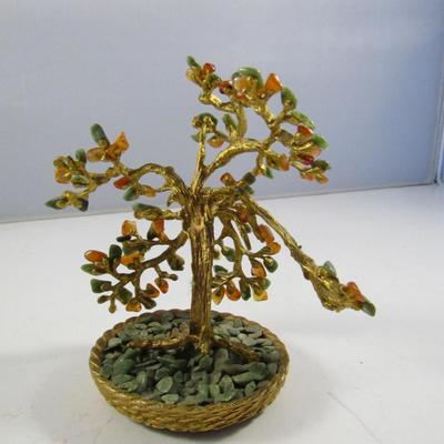 Small Jade Tree with Metal Branches and Pot- Approx 4 1/2
