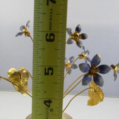 Vintage Enameled Metal Flower Arrangement with Lucite Base