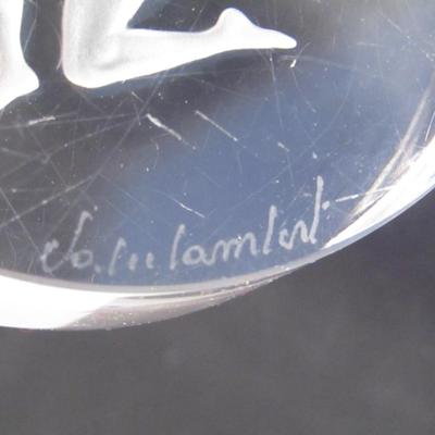 Signed Val St. Lambert Crystal Paperweight- Zodiac Sagittarius Design- Approx 4â€ Diameter