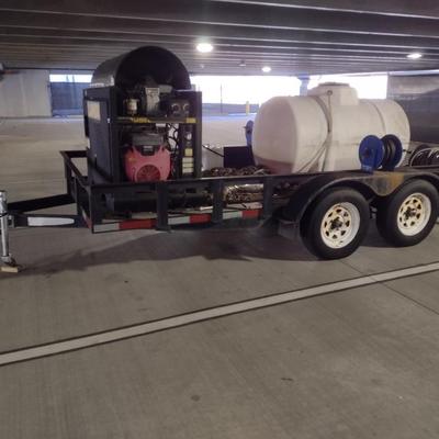 Landa Commercial Power Washer Front Set on 14' Double Axel Trailer includes 325 Gallon Water Tank and Heater