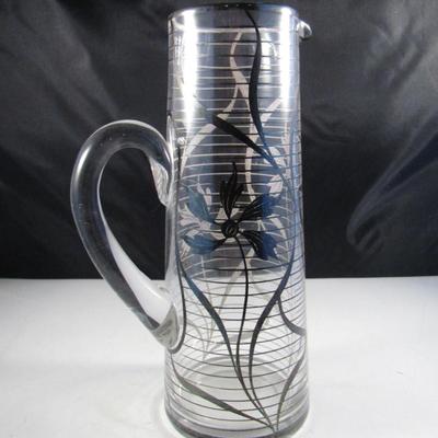 Vintage Glass with Silver Overlay Pitcher- Approx 10