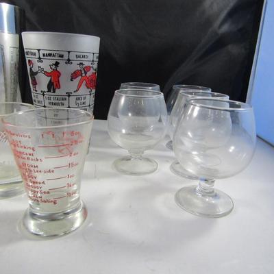 Collection of Bar Ware- Assorted Glasses and Shaker