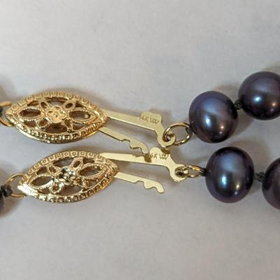Black Pearl and 14K Gold Jewelry Set