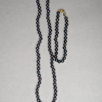 Black Pearl and 14K Gold Jewelry Set