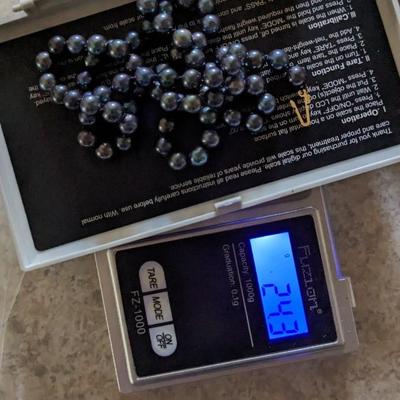 Black Pearl and 14K Necklace