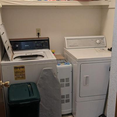 Kenmore Washing Machine and Amana Dryer W/ Contents of Washroom