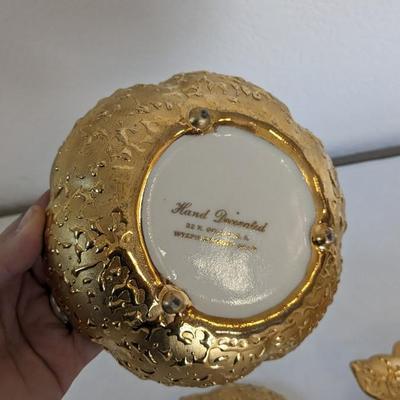 22KT Weeping Bright Gold and Platinum Rose Ceramic Pieces