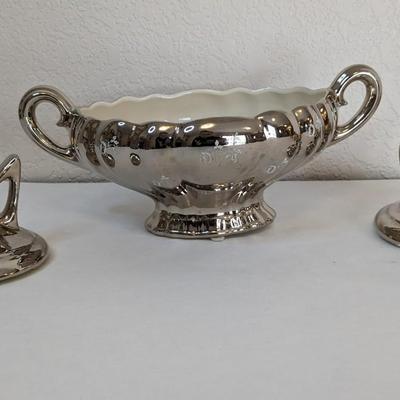 22KT Weeping Bright Gold and Platinum Rose Ceramic Pieces