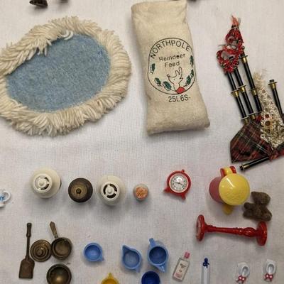 Vintage Dollhouse Dolls and Small Accessories
