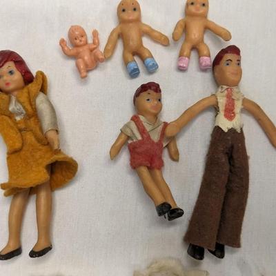 Vintage Dollhouse Dolls and Small Accessories