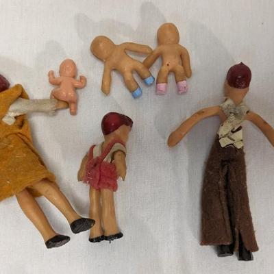 Vintage Dollhouse Dolls and Small Accessories