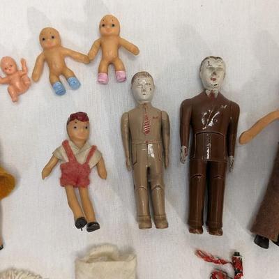 Vintage Dollhouse Dolls and Small Accessories