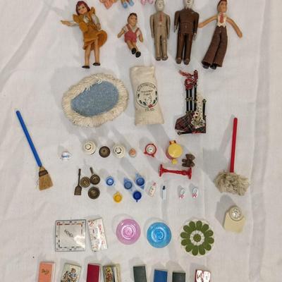 Vintage Dollhouse Dolls and Small Accessories