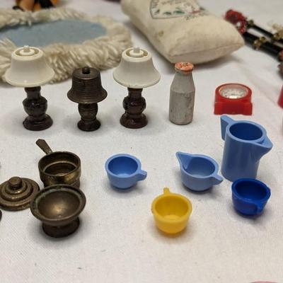 Vintage Dollhouse Dolls and Small Accessories