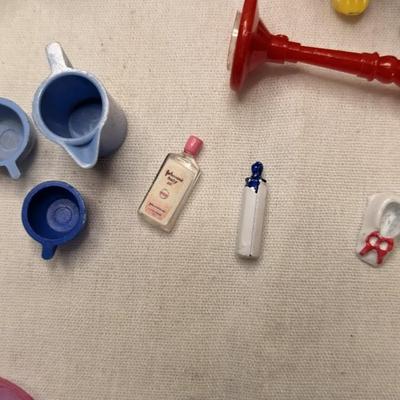 Vintage Dollhouse Dolls and Small Accessories